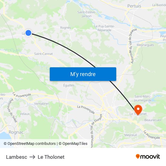 Lambesc to Le Tholonet map