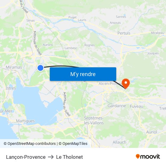 Lançon-Provence to Le Tholonet map