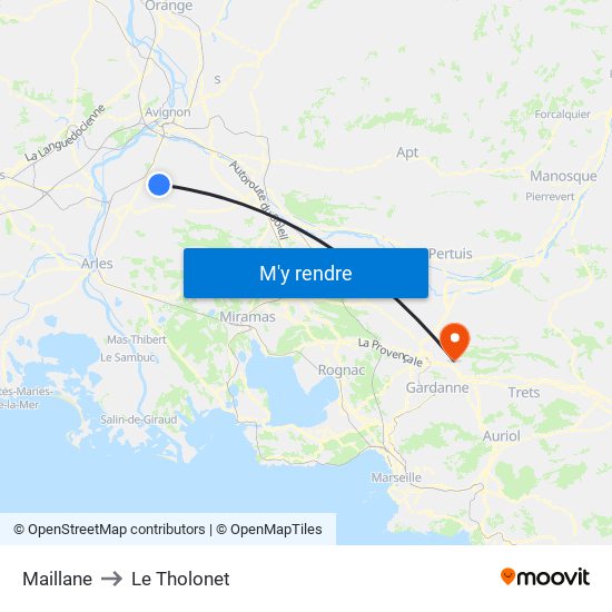 Maillane to Le Tholonet map
