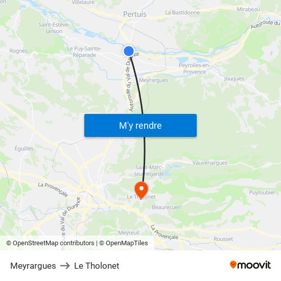 Meyrargues to Le Tholonet map