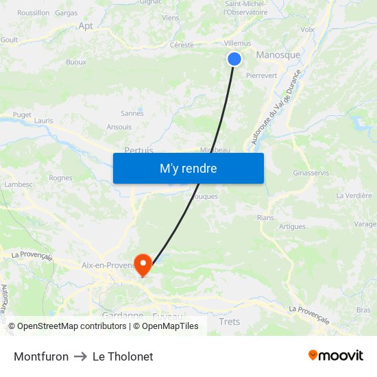 Montfuron to Le Tholonet map