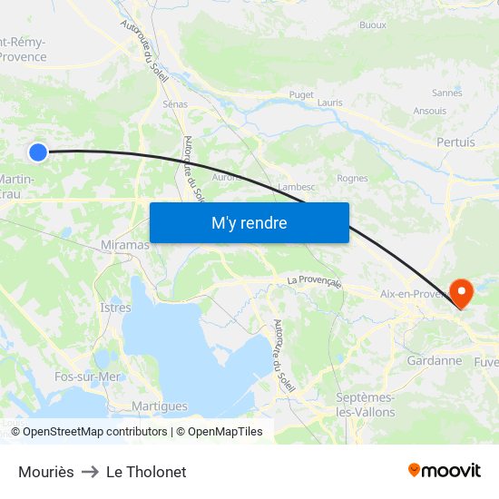 Mouriès to Le Tholonet map