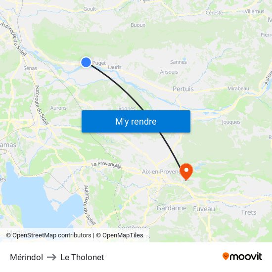 Mérindol to Le Tholonet map