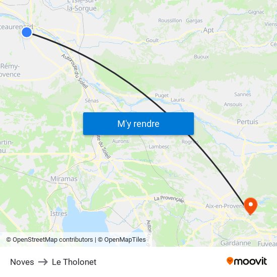 Noves to Le Tholonet map
