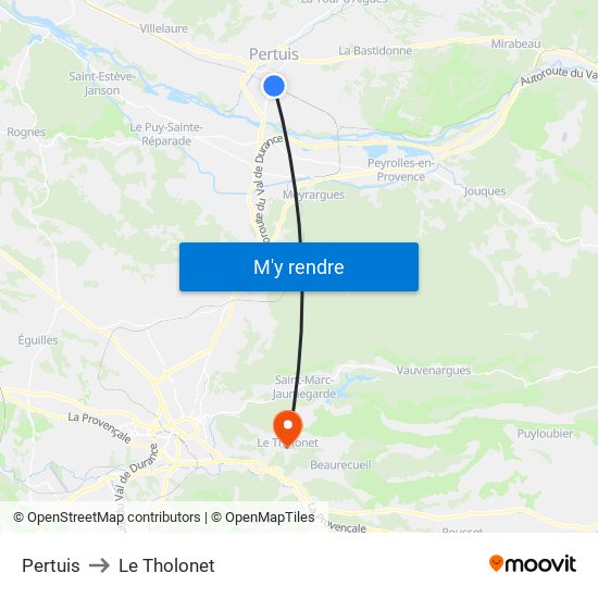 Pertuis to Le Tholonet map