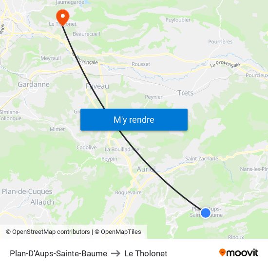 Plan-D'Aups-Sainte-Baume to Le Tholonet map