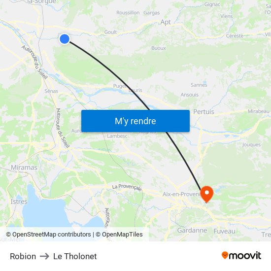 Robion to Le Tholonet map