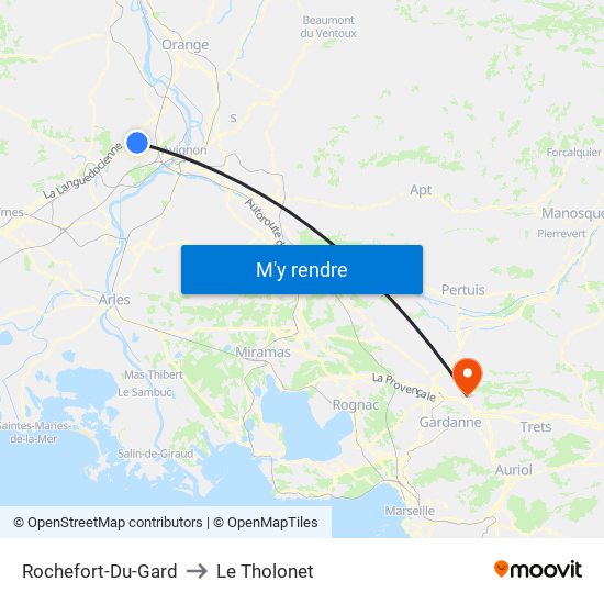Rochefort-Du-Gard to Le Tholonet map