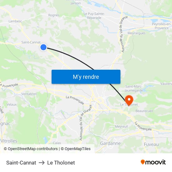 Saint-Cannat to Le Tholonet map