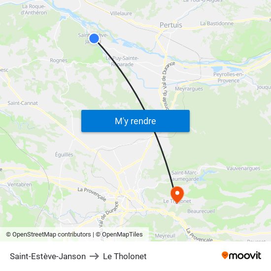 Saint-Estève-Janson to Le Tholonet map
