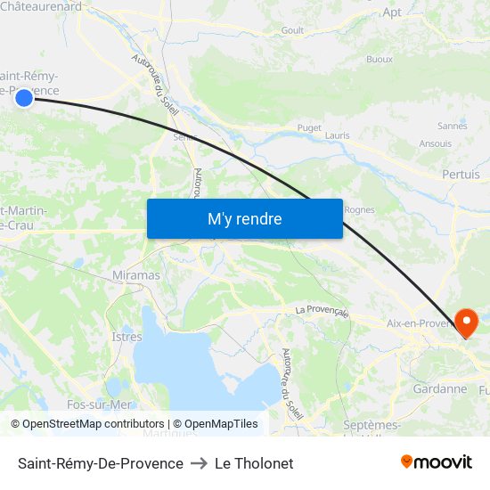 Saint-Rémy-De-Provence to Le Tholonet map