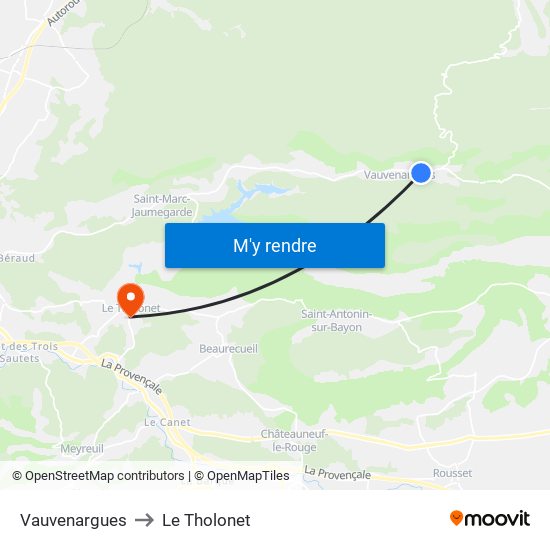 Vauvenargues to Le Tholonet map