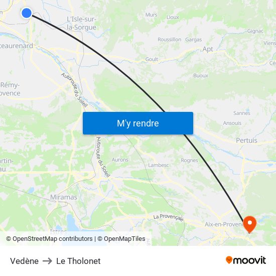Vedène to Le Tholonet map