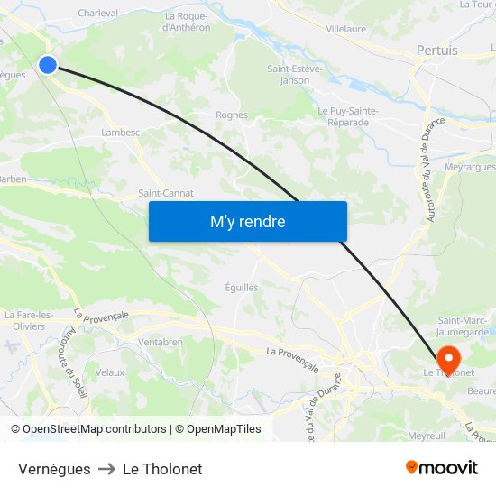 Vernègues to Le Tholonet map