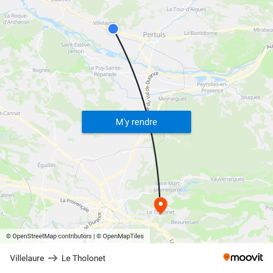 Villelaure to Le Tholonet map