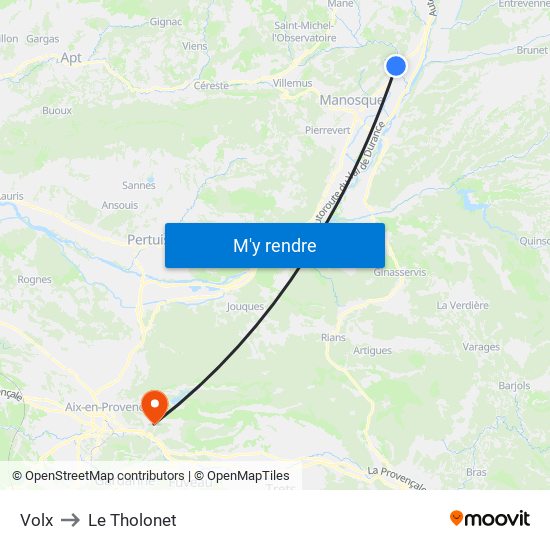 Volx to Le Tholonet map