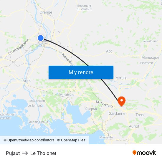 Pujaut to Le Tholonet map