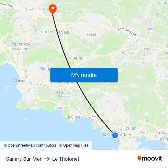 Sanary-Sur-Mer to Le Tholonet map