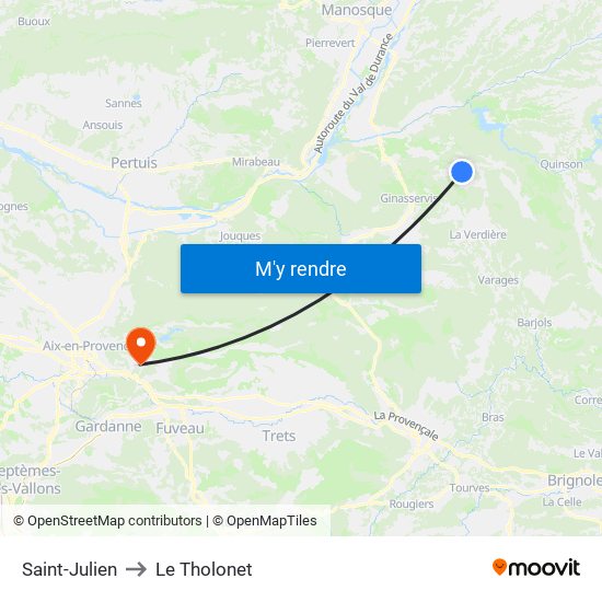 Saint-Julien to Le Tholonet map