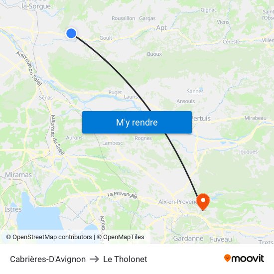 Cabrières-D'Avignon to Le Tholonet map