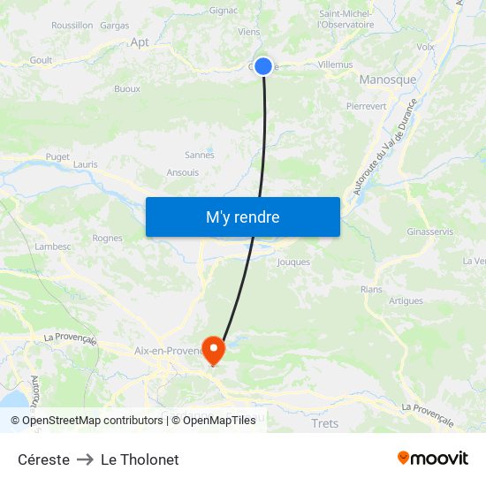 Céreste to Le Tholonet map