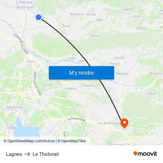 Lagnes to Le Tholonet map