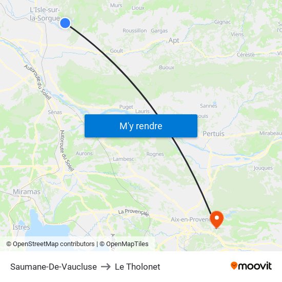 Saumane-De-Vaucluse to Le Tholonet map