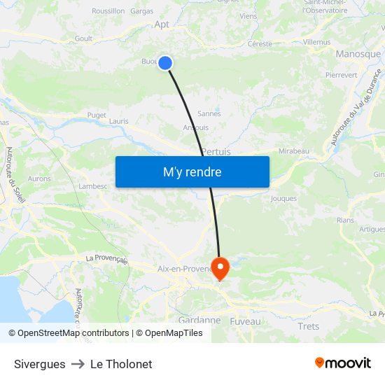 Sivergues to Le Tholonet map