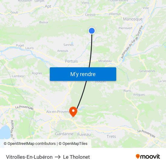 Vitrolles-En-Lubéron to Le Tholonet map