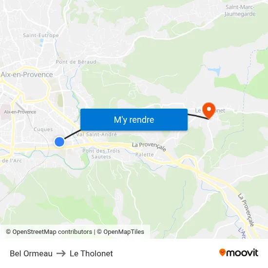 Bel Ormeau to Le Tholonet map