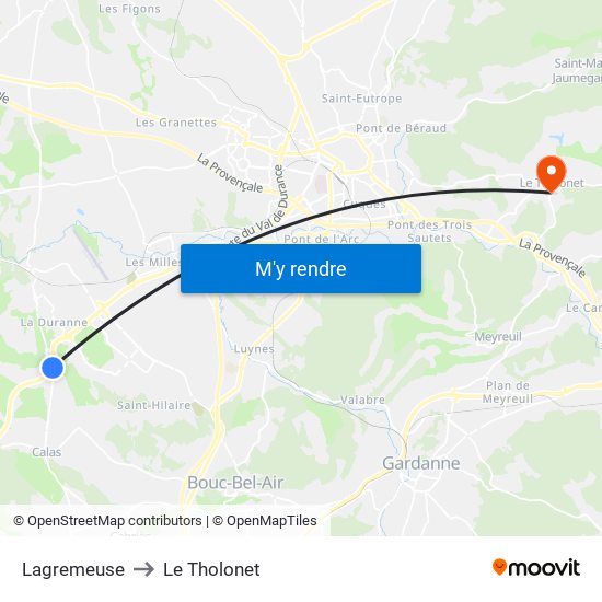 Lagremeuse to Le Tholonet map