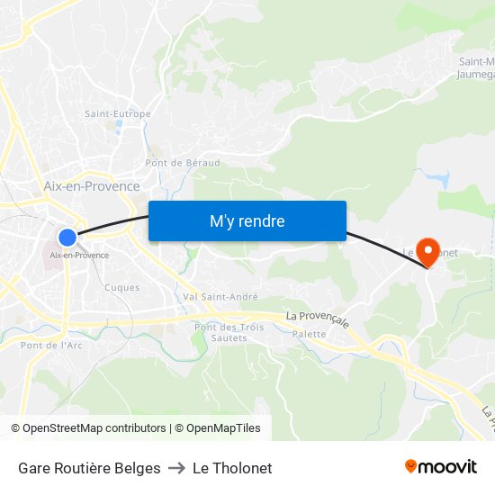 Gare Routière Belges to Le Tholonet map