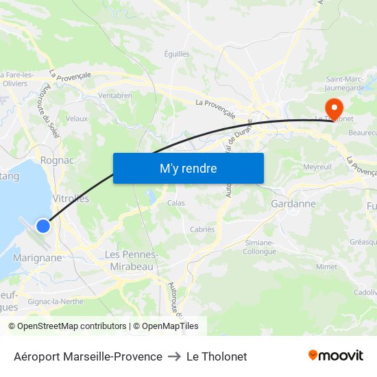 Aéroport Marseille-Provence to Le Tholonet map