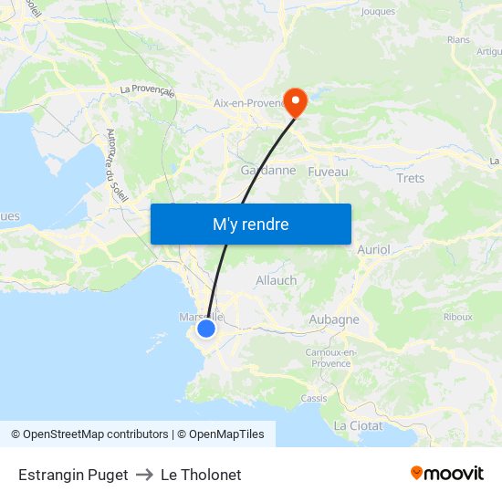 Estrangin Puget to Le Tholonet map