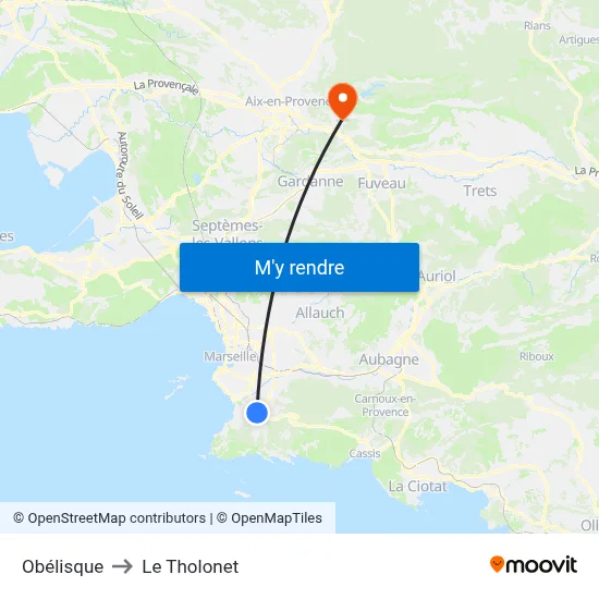 Obélisque to Le Tholonet map