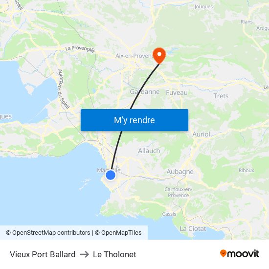 Vieux Port Ballard to Le Tholonet map