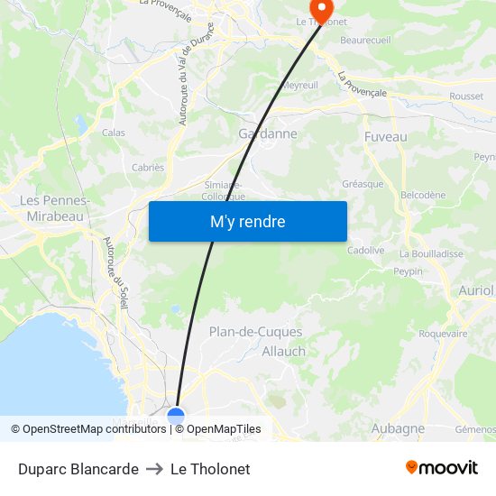 Duparc Blancarde to Le Tholonet map