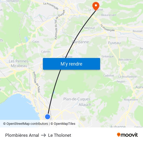 Plombières Arnal to Le Tholonet map