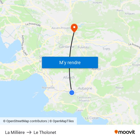 La Millière to Le Tholonet map