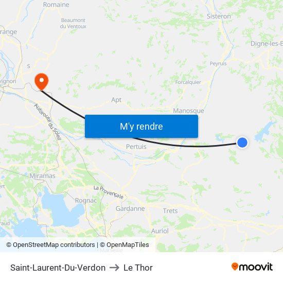 Saint-Laurent-Du-Verdon to Le Thor map