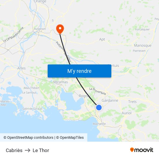 Cabriès to Le Thor map