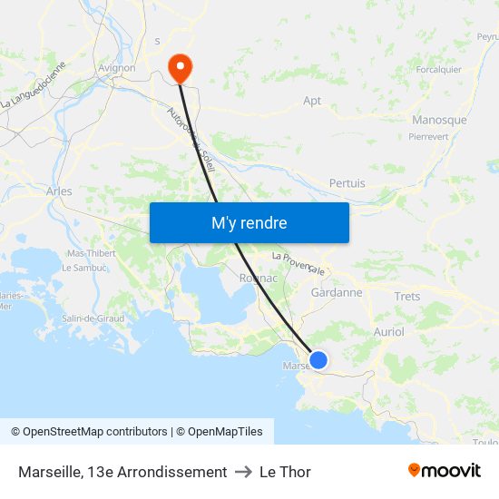 Marseille, 13e Arrondissement to Le Thor map