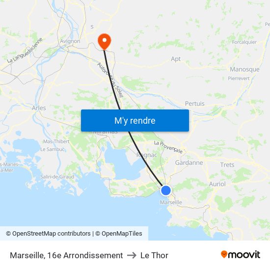 Marseille, 16e Arrondissement to Le Thor map