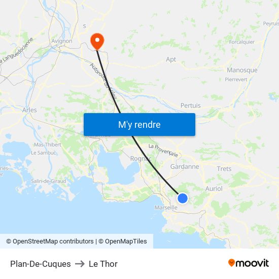 Plan-De-Cuques to Le Thor map