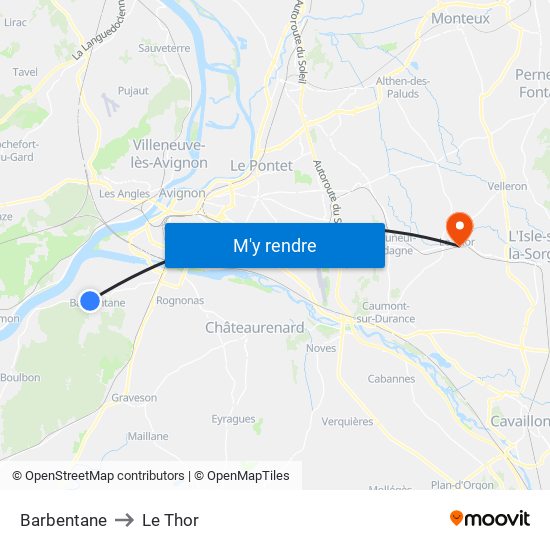 Barbentane to Le Thor map