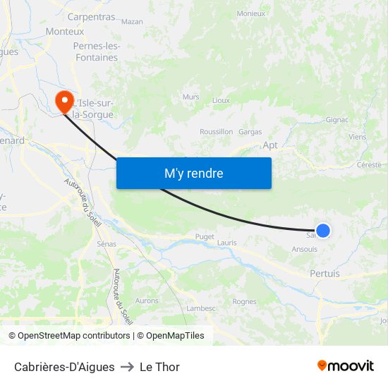 Cabrières-D'Aigues to Le Thor map