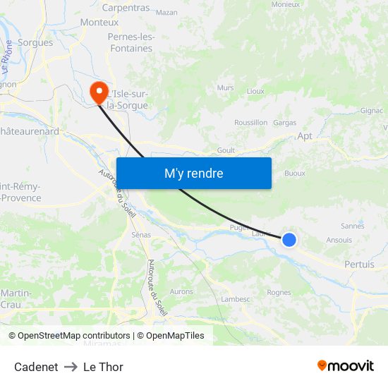 Cadenet to Le Thor map