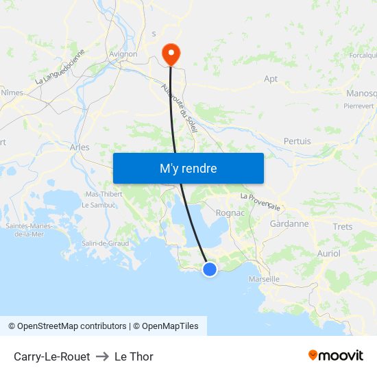 Carry-Le-Rouet to Le Thor map