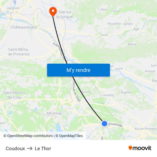 Coudoux to Le Thor map