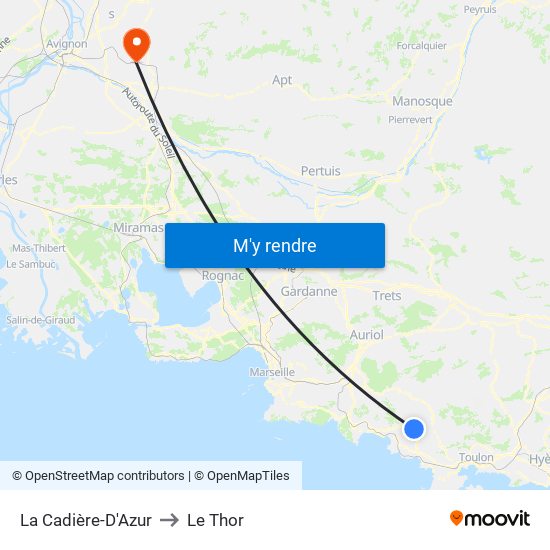 La Cadière-D'Azur to Le Thor map